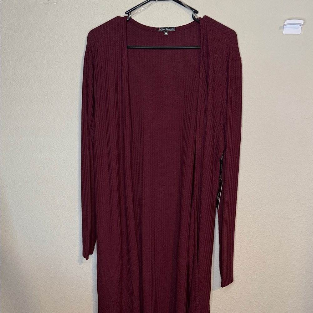 Long Dark Red Cardigan